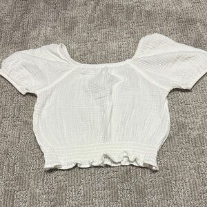 White Smocked Peasant Crop Top - Kids size M
